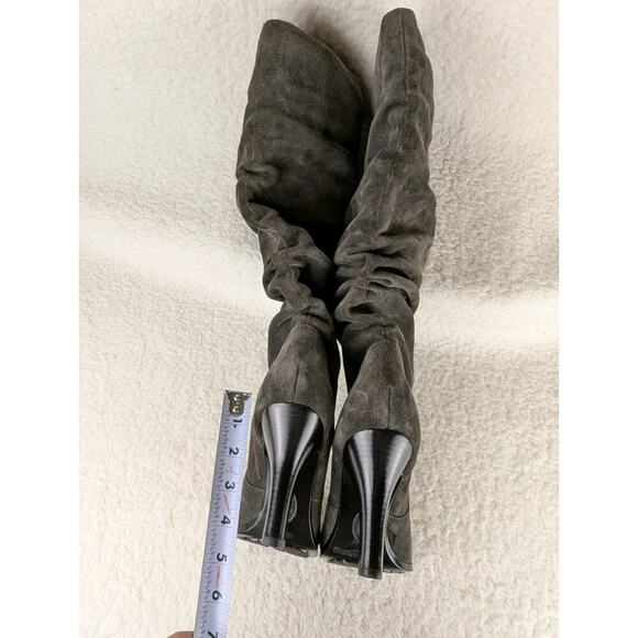 Sole Society Boots Womens 8.5 Gerii Slouchy Heels Knee High Gray Suede Pull On - Picture 5 of 11